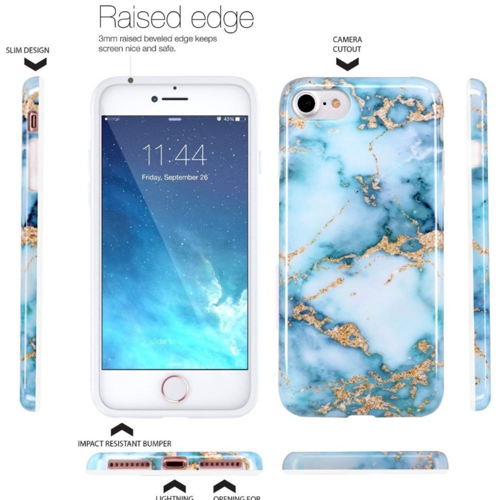 NEW Marbled blue/gold iPhone 6/6s plus phone case - Picture 4 of 6
